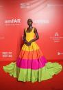 <p>Jodie Turner-Smith stole the show at the Venice amfAR Gala in a rainbow-hued gown by designer-of-the-moment, Christopher John Rogers. </p>