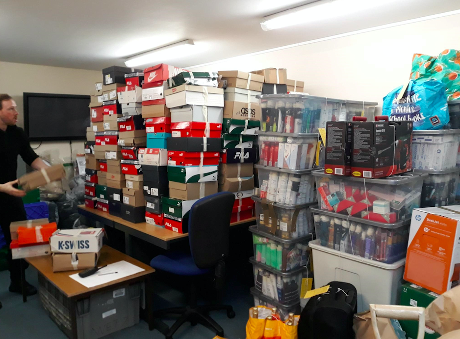 Police unearthed a potential swap shop for shoplifters when they raided a property in Highbury Vale, Nottingham. (SWNS)