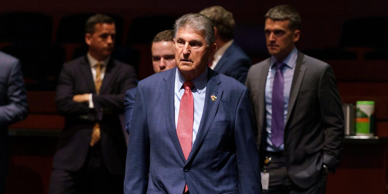 Sen. Joe Manchin (D-WV) is seen before Ukrainian first lady Olena Zelenska addresses members of Congress in the Visitors Center Auditorium at the U.S. Capitol on July 20, 2022 in Washington, DC.