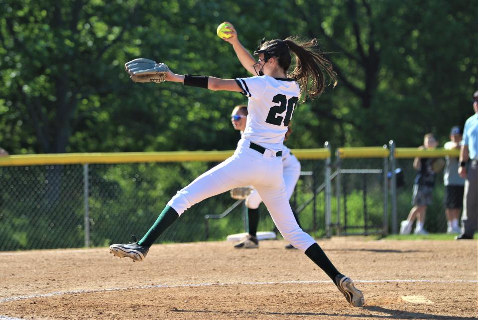 Yorktown's Maya Servedio winds up for the pitch.