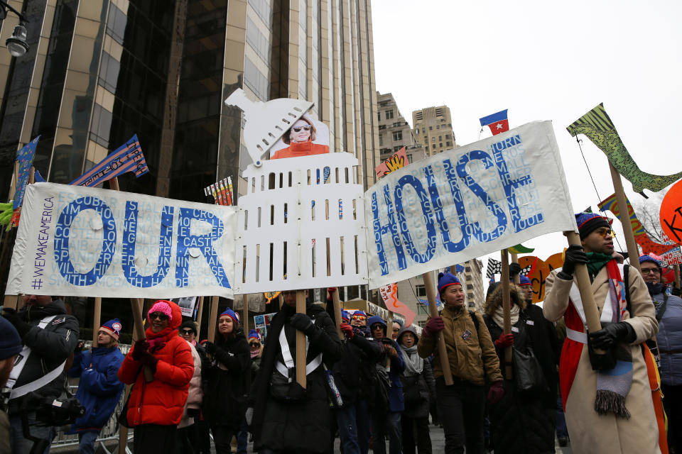 Demonstrators take part in a march organized by the Women’s March Alliance in the Manhattan borough of New York City, Jan. 19, 2019. (Photo: Caitlin Ochs/Reuters)