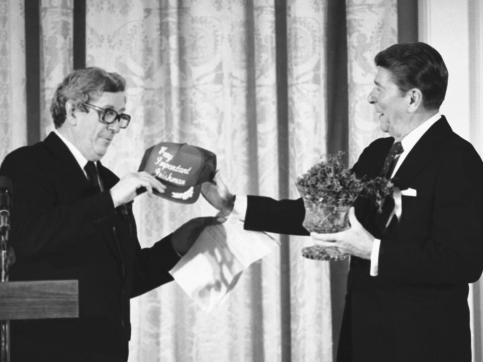 President Ronald Reagan marks St. Patrick's Day in 1984.