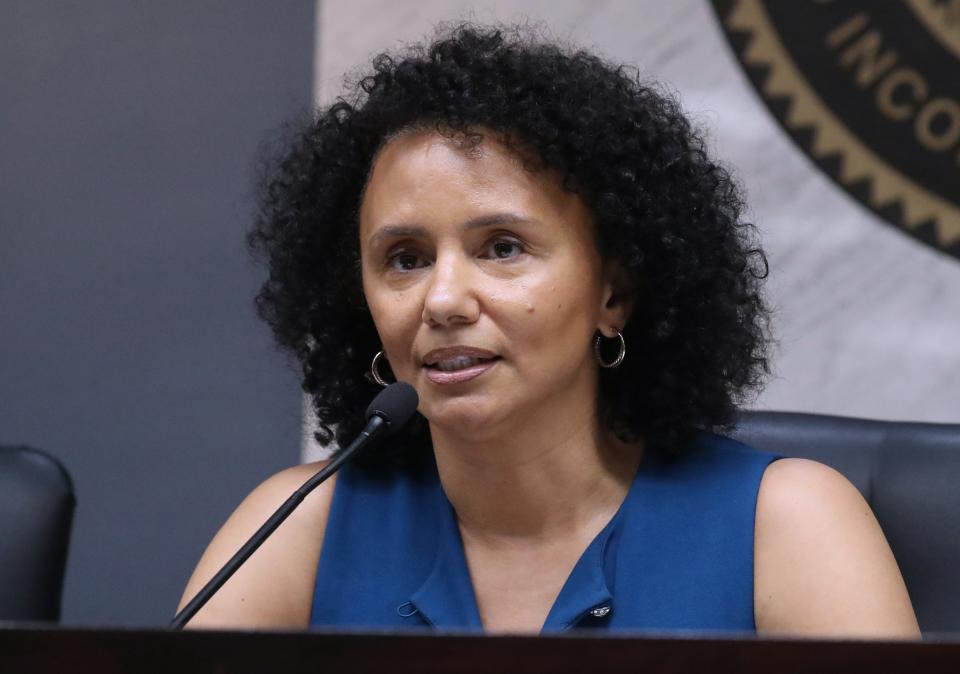 Tuckahoe Mayor Omayra Andino speaks during a village board meeting at village hall June 3, 2024.