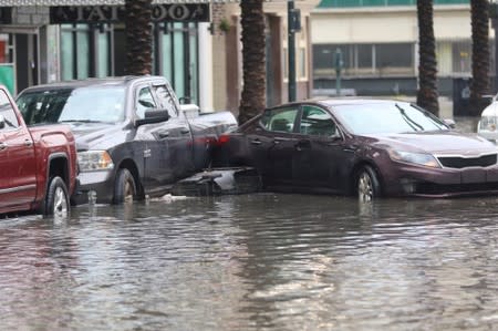 A flooded area is seen in New Orleans, Louisiana