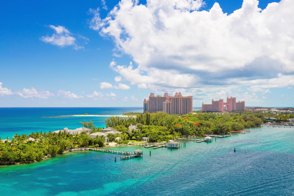 Sunny day in one of the idyllic beaches of Paradise Island, Nassau, Bahamas.