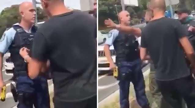 Footage has captured mourners clashing with police before bikie boss funeral. Photo: Facebook