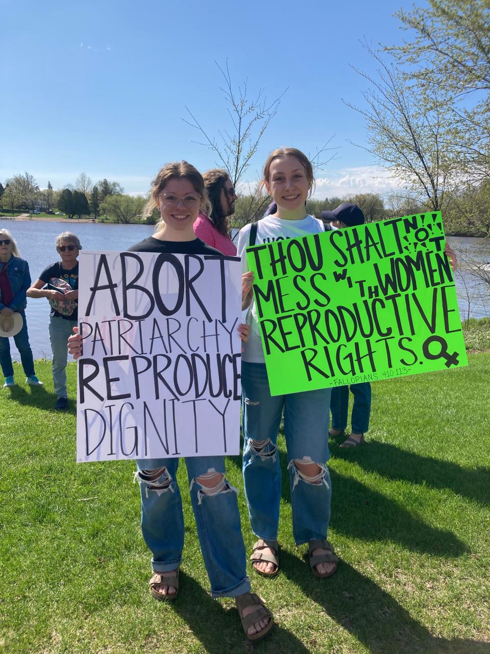 Alyssa and Cassie Larsen came out to support the pro-choice rally in St. Cloud on May 14, 2022.