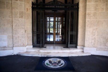 The main entrance of the U.S. ambassadorial residence is seen, where U.S. President Barack Obama, first lady Michelle Obama, their daughters Malia and Sasha and the first lady's mother Marian Robinson are scheduled to stay during the first visit by a U.S. president to Cuba in 88 years, in Havana, March 14, 2016. REUTERS/Alexandre Meneghini