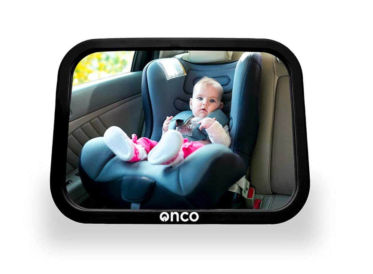 This baby backseat mirror Is the best way to see your little one on a drive. (Source: Amazon)