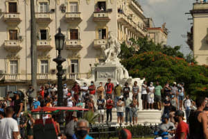 Protesters in Havana. 