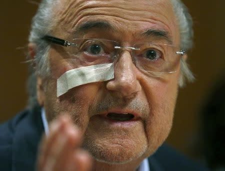 Sepp Blatter holds a news conference in Zurich, Switzerland, December 21, 2015. REUTERS/Arnd Wiegmann