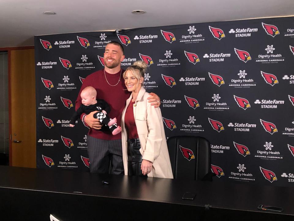 Arizona Cardinals tight end  Zach Ertz, wife Julie and their son Madden.