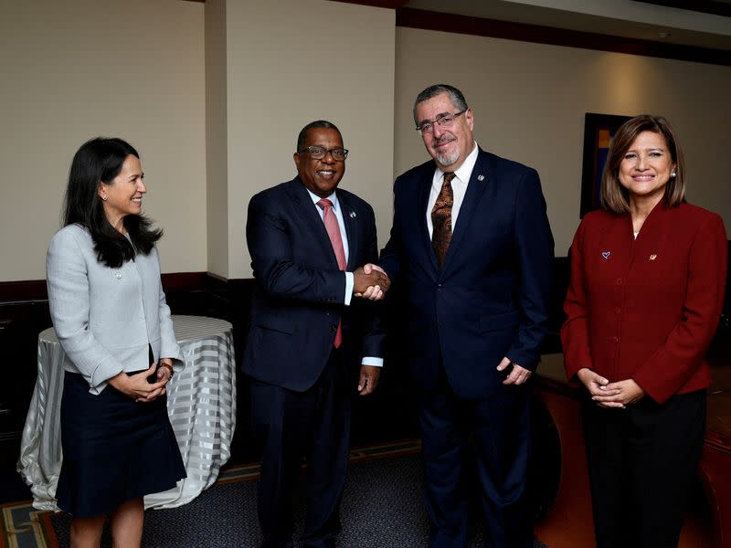 FILE PHOTO: U.S. Assistant Secretary of State for Western Hemisphere Affairs Brian A. Nichols meets with Guatemala President-elect Bernardo Arevalo, in Guatemala City