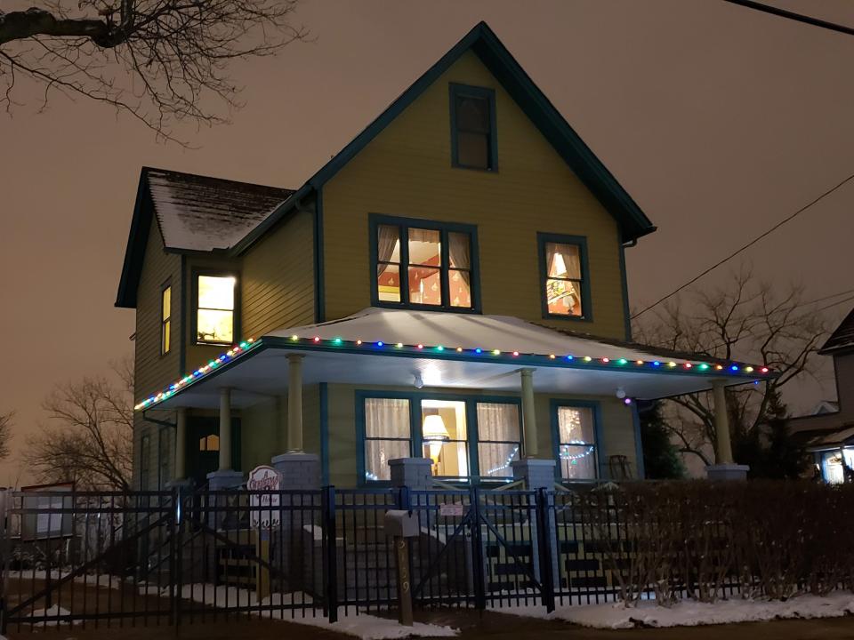 the original "A Christmas Story" house at night