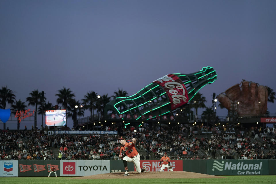 San Francisco Giants' Kyle Harrison pitches to a Colorado Rockies batter during the second inning of a baseball game Friday, Sept. 8, 2023, in San Francisco. (AP Photo/Godofredo A. Vásquez)