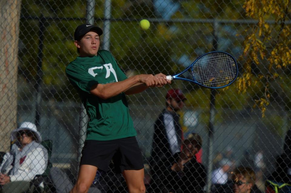 Fossil Ridge tennis player Tyler Van Tassell was part of the SaberCat sweep in 5A regionals, as all seven Fossil lines won region titles and qualified for the individual state tournament.