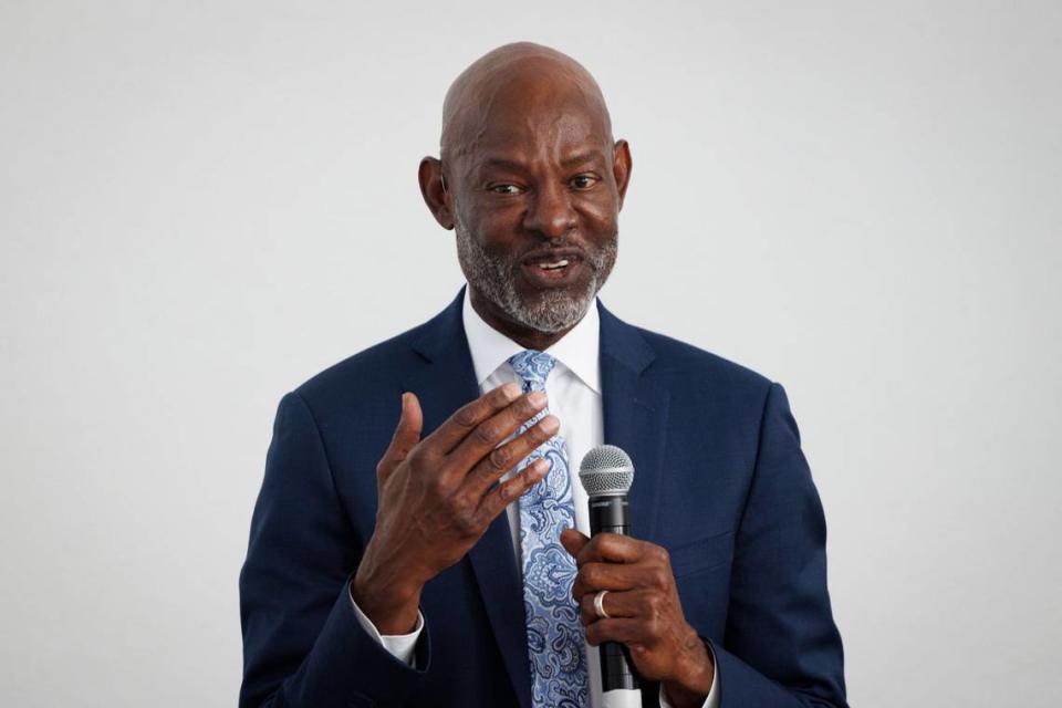 Willie Logan, Ten North Group President and CEO, gives a presentation about bringing the Florida Black History Museum to Opa-locka on Thursday, July 25, 2024, at St. Mary’s Missionary Baptist Church in Miami.