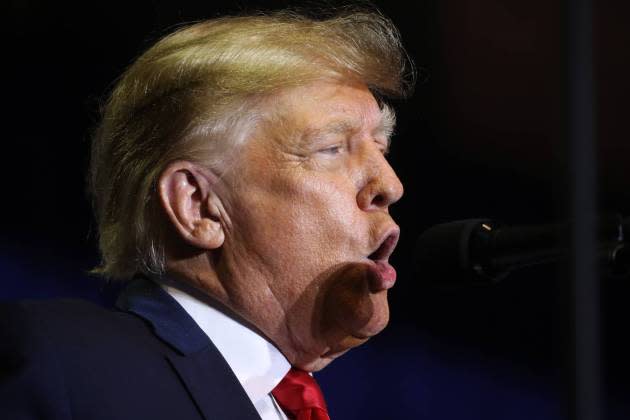 Former President Trump Holds Rally In Manchester, New Hampshire - Credit: Spencer Platt/Getty Images