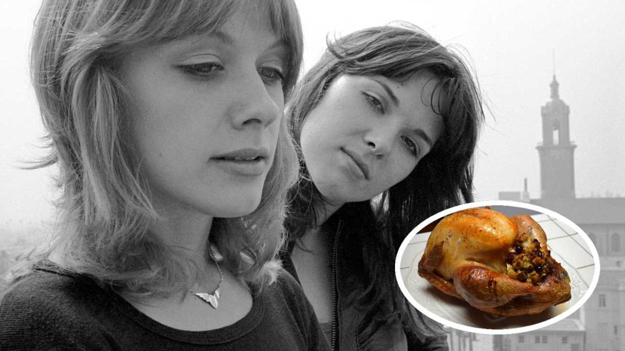  Heart's Ann and Nancy Wilson in 1977, and (inset) a turkey. 