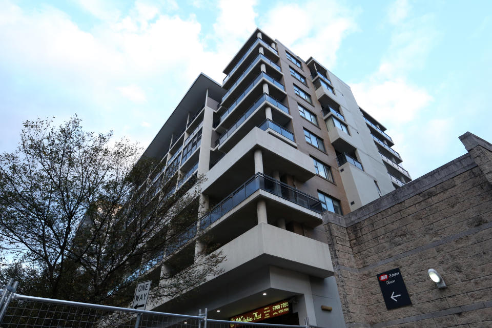 The high-rise apartment building in Mascot now sits largely empty. 