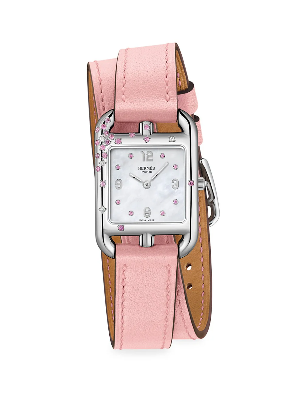 Cape Cod 31MM Stainless Steel, Pink Sapphire, Diamond & Leather Strap Watch