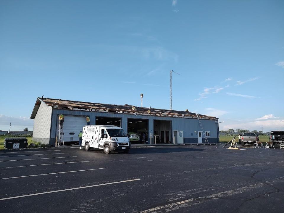 Posey Township Volunteer Fire Department roof sustained significant damage following severe weather on June 8, 2022. Photo provided by Rush County Emergency Management Director Chuck Kemker.