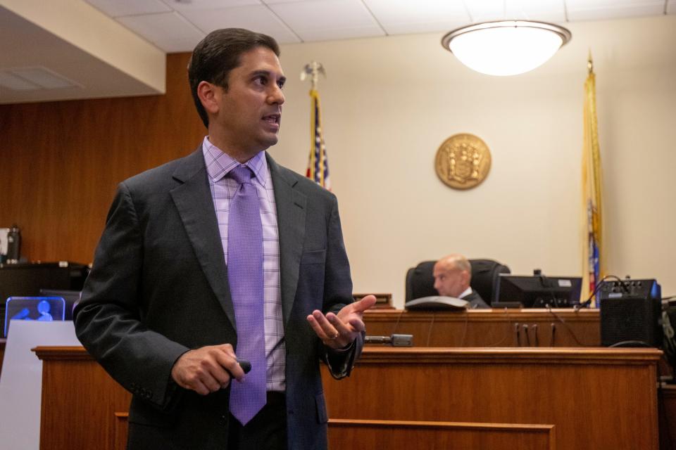 Lee Vartan, Rabbi Osher Eisemann's defense attorney, appears before Superior Court Judge Joseph Paone during a motion for a new trial at Middlesex County Courthouse in New Brunswick, NJ Friday, July 8, 2022. 