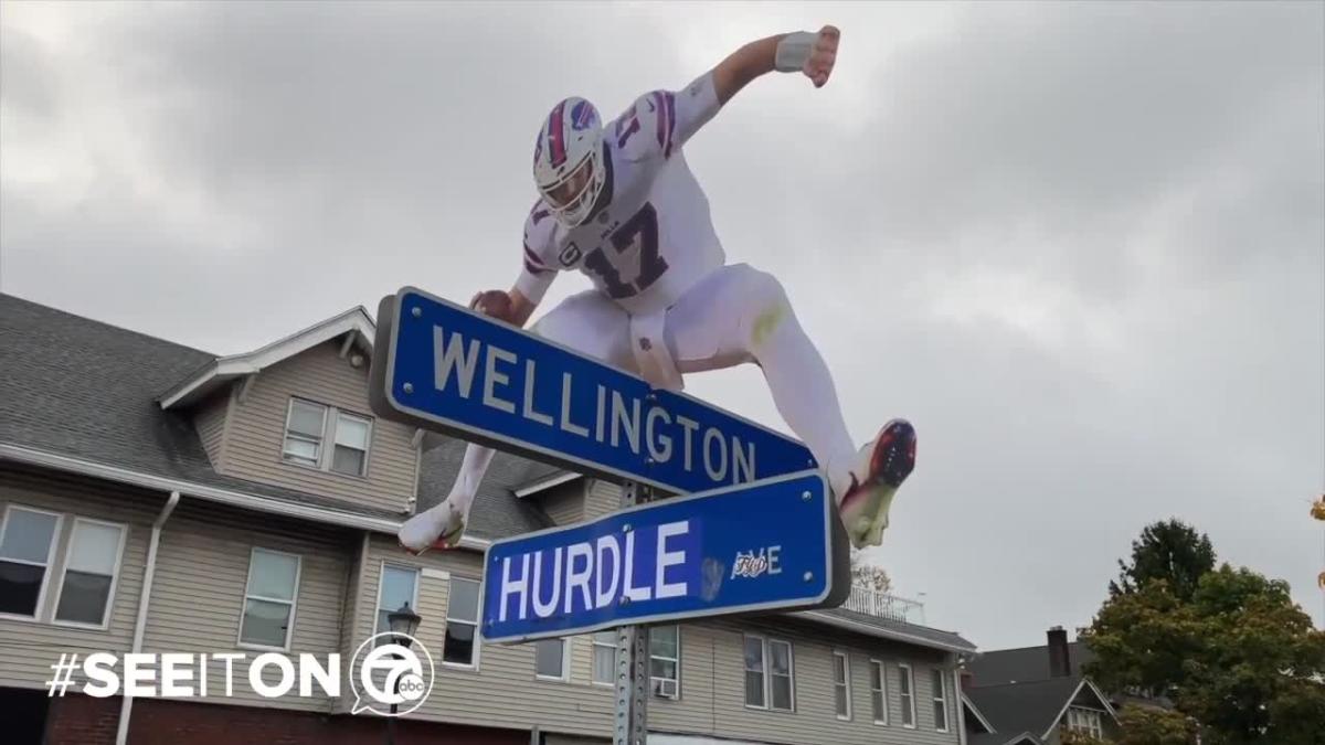 Josh Allen cutout draws attention at “Hurdle Ave.” intersection