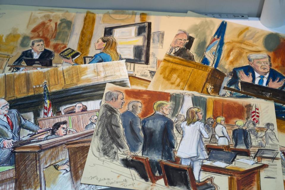 PHOTO: 'My goal is just to try to draw a picture of what's really happening there. None of us are trying to make an editorial comment,' sketch artist Elizabeth Williams said about her sketches.   (Peter Charalambous/ABC News)