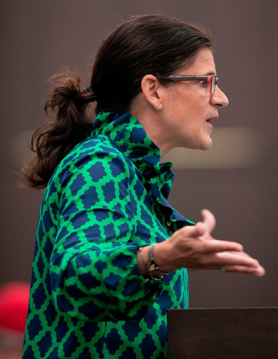 Jennifer Olson speaks in opposition of HB 358 before the Judiciary 1 House Standing Committee on Wednesday, April 14, 2021 at the Legislative Office Building on Raleigh, N.C.