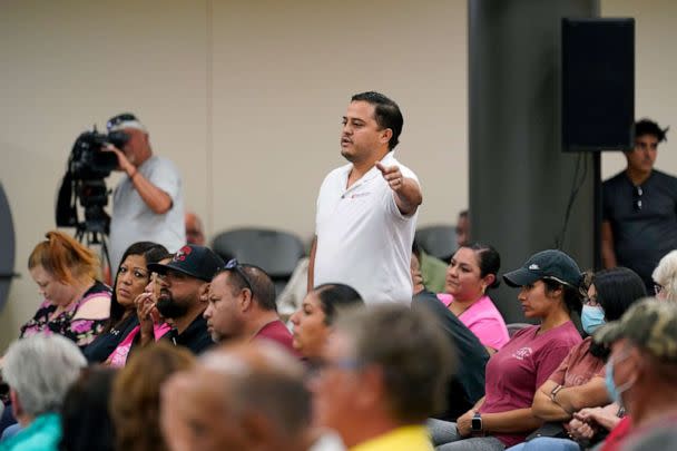 PHOTO: Residents speak about a released video during a city council meeting, July 12, 2022, in Uvalde, Texas. (Eric Gay/AP)