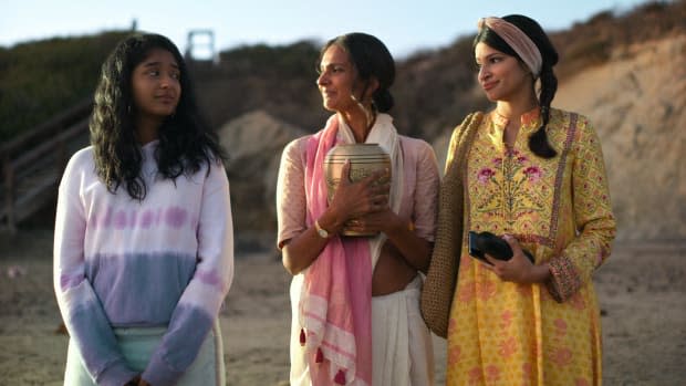 (L to R) <em>Ramakrishnan, </em><em>Jagannathan and Moorjani, both in Anita Dongre, in the final episode.</em>