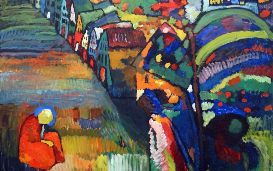 Painting with Houses by Wassily Kandinsky remains in Amsterdam's modern art museum  - Universal Images Group Editorial