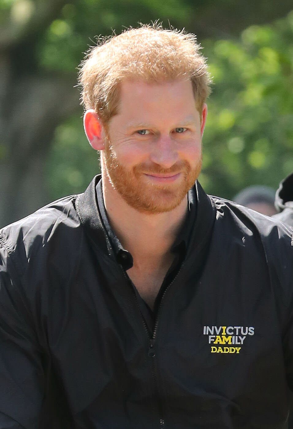 Harry wears an Invictus Games jacket with the word 'Daddy' embroidered on it, during a visit to The Hague. [Photo: Getty]