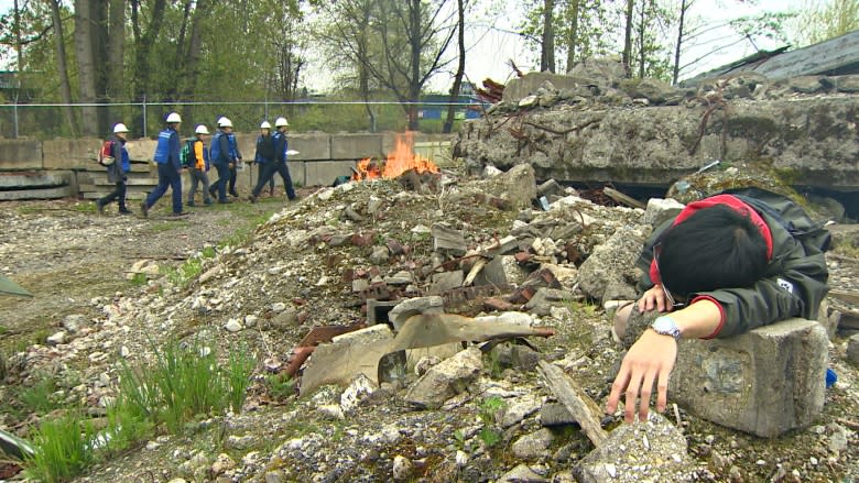 'As realistic as it can get': Mock disaster zone trains volunteers for the 'Big One' in B.C.