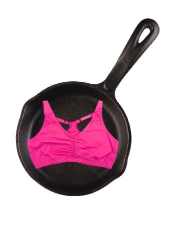 A frying pan. A bra. Or both