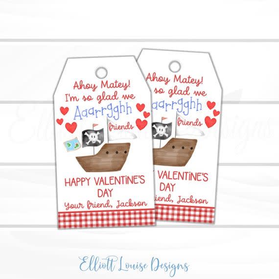 Pirate Valentine's Day Favor Tag