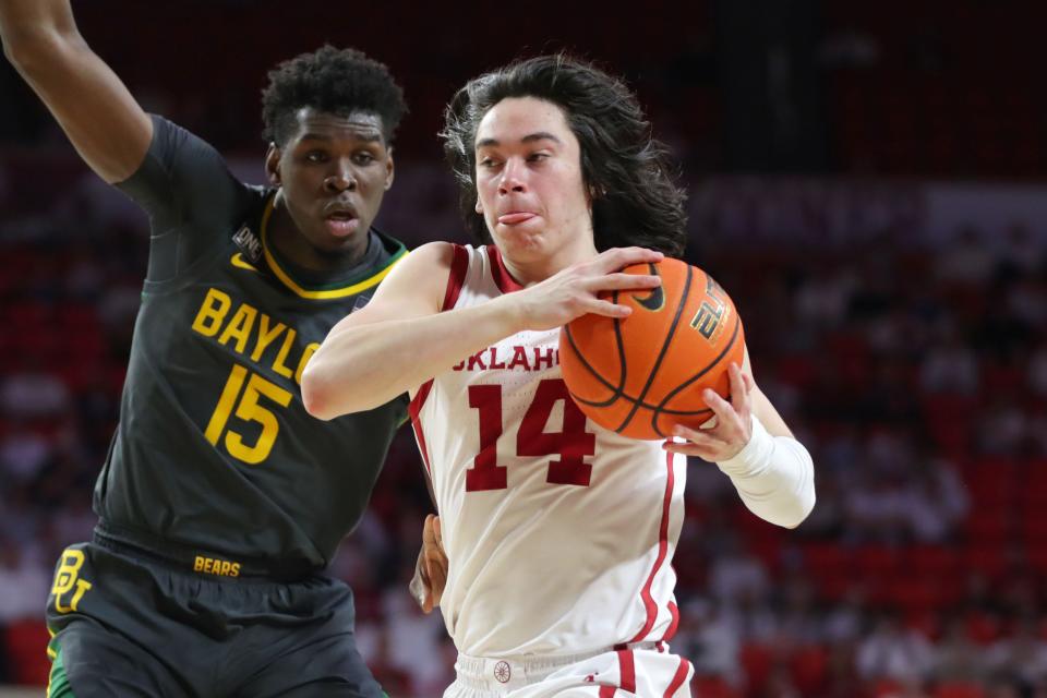 Guard Bijan Cortes (14) announced Sunday he is transferring from OU to Wichita State.