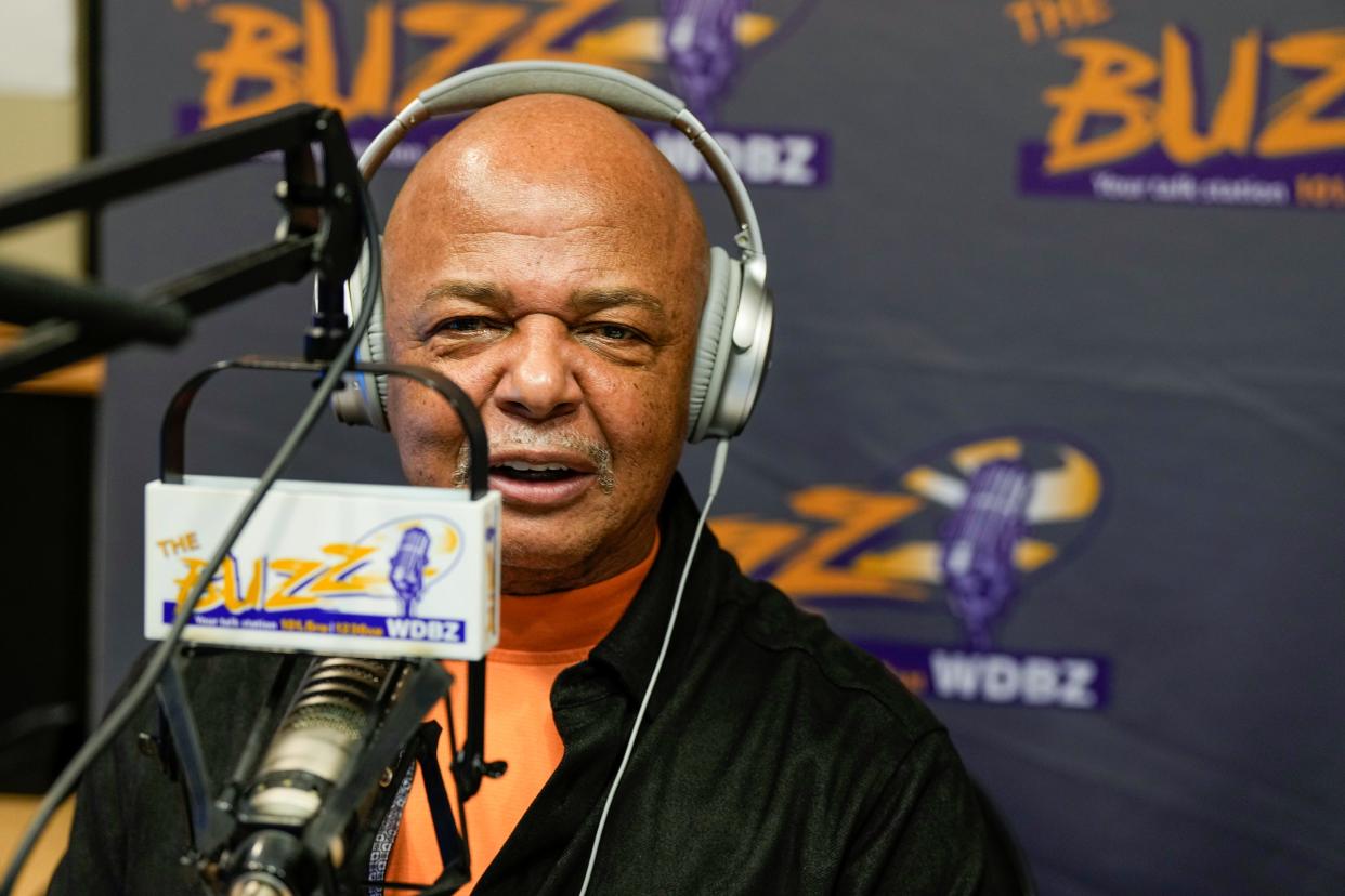 Lincoln Ware hosts his show at WDBZ 1230, The Buzz Cincy Thursday, March 16, 2023. Ware celebrates 50 years of radio broadcasting in Cincinnati this year. 