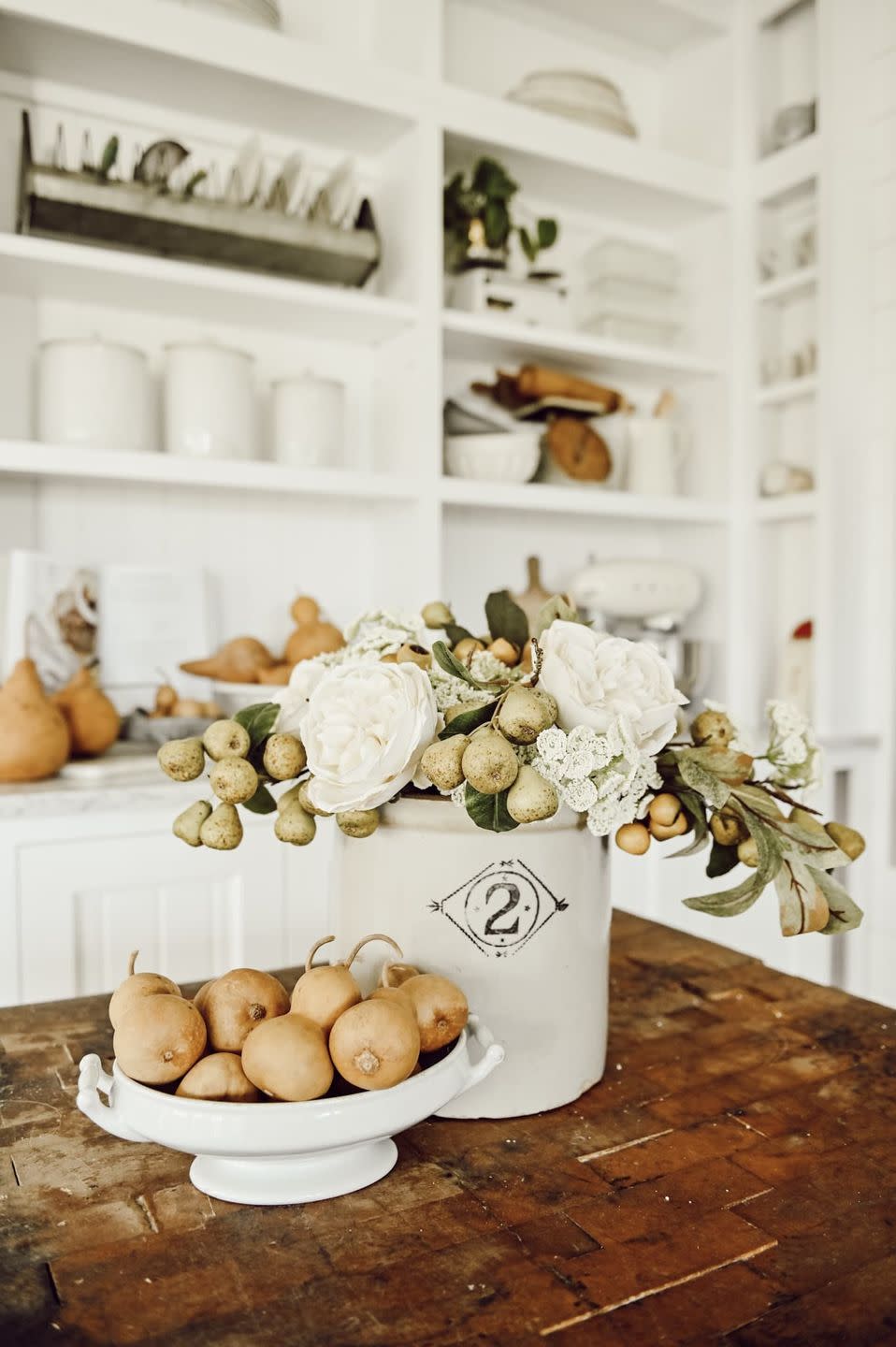 Faux Flower Winter Centerpiece