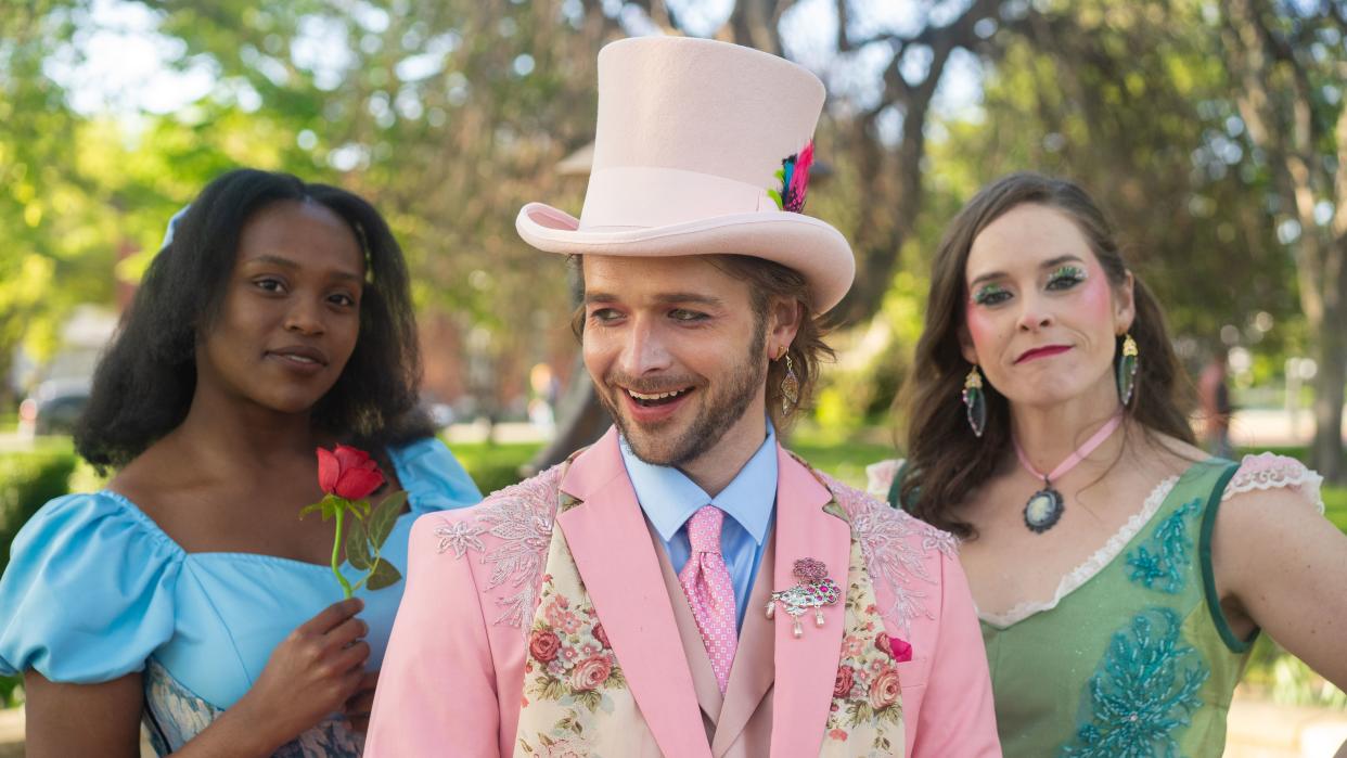 From left to right: Ogechi Mgbuden (as Beauty), Samuel Partridge (as The Man in Pink) and Colleen Underwood (as Cecile) star in the Actors’ Theatre of Columbus production of “Beauty and the Beast."