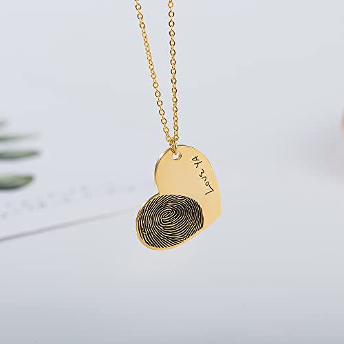 20) U ZERO Actual Fingerprint and Handwritten Signature Custom Engraved Necklace Personalized Sterling Silver Memorial Necklace