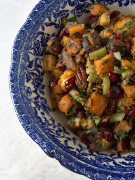 Brandied Cranberry and Sweet Potato Stuffing recipe from CountryLiving.com