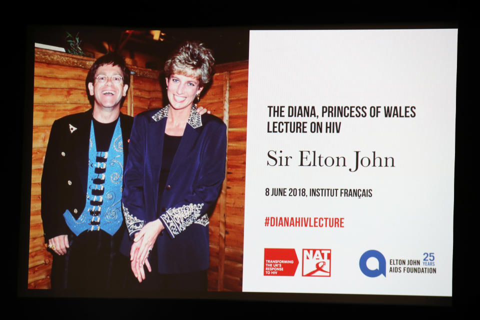 Elton and Diana had joined forces in the past to raise awareness on HIV/AIDS. Photo: Getty