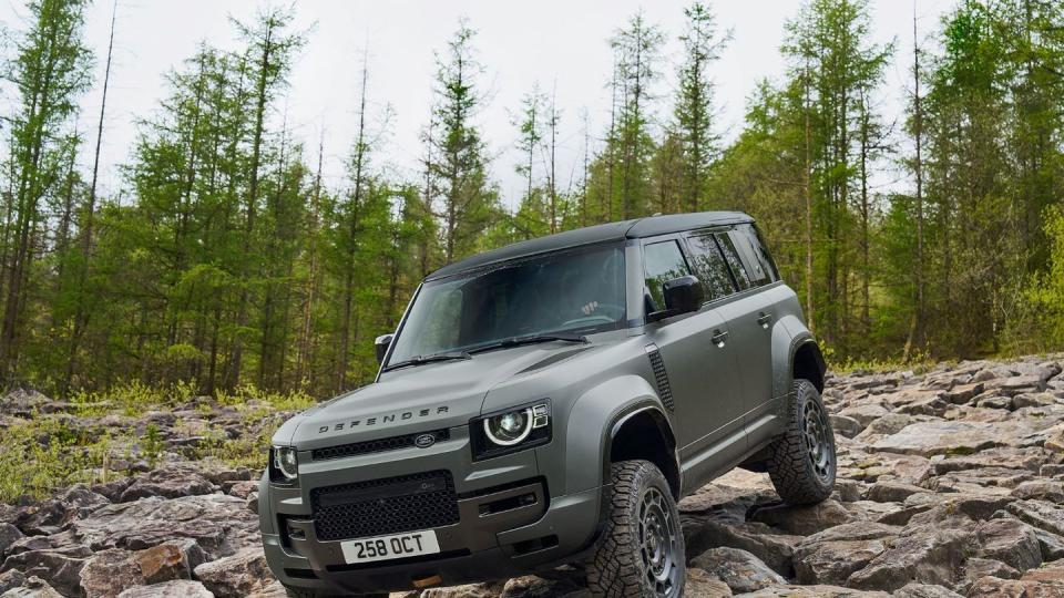 a car parked on rocks