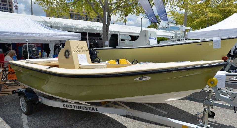 The Snookaholic 14 by Exuma Boats is displayed at the 41st Suncoast Boat Show at Bayfront Park in Sarasota. The Bradenton Boat Show is this weekend.