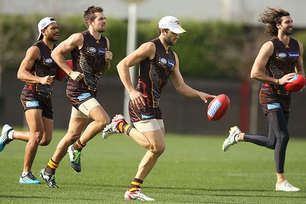 The Hawks training at Waverley. Source: Getty