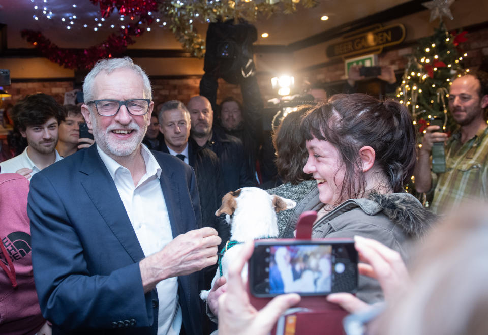 Labour leader Jeremy Corbyn during a visit to the Royal Scot Pub in Carlisle, while on the General Election campaign trail. Source: Joe Giddens/PA Wire