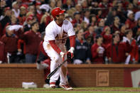 ST LOUIS, MO - OCTOBER 27: David Freese #23 of the St. Louis Cardinals hits a walk off solo home run in the 11th inning to win Game Six of the MLB World Series against the Texas Rangers at Busch Stadium on October 27, 2011 in St Louis, Missouri. The Cardinals won 10-9. (Photo by Jamie Squire/Getty Images)