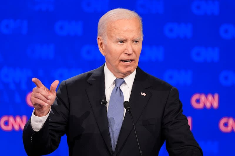 President Joe Biden gestures during a presidential debate with Republican presidential candidate former President Donald Trump, Thursday, June 27, 2024, in Atlanta. | Gerald Herbert